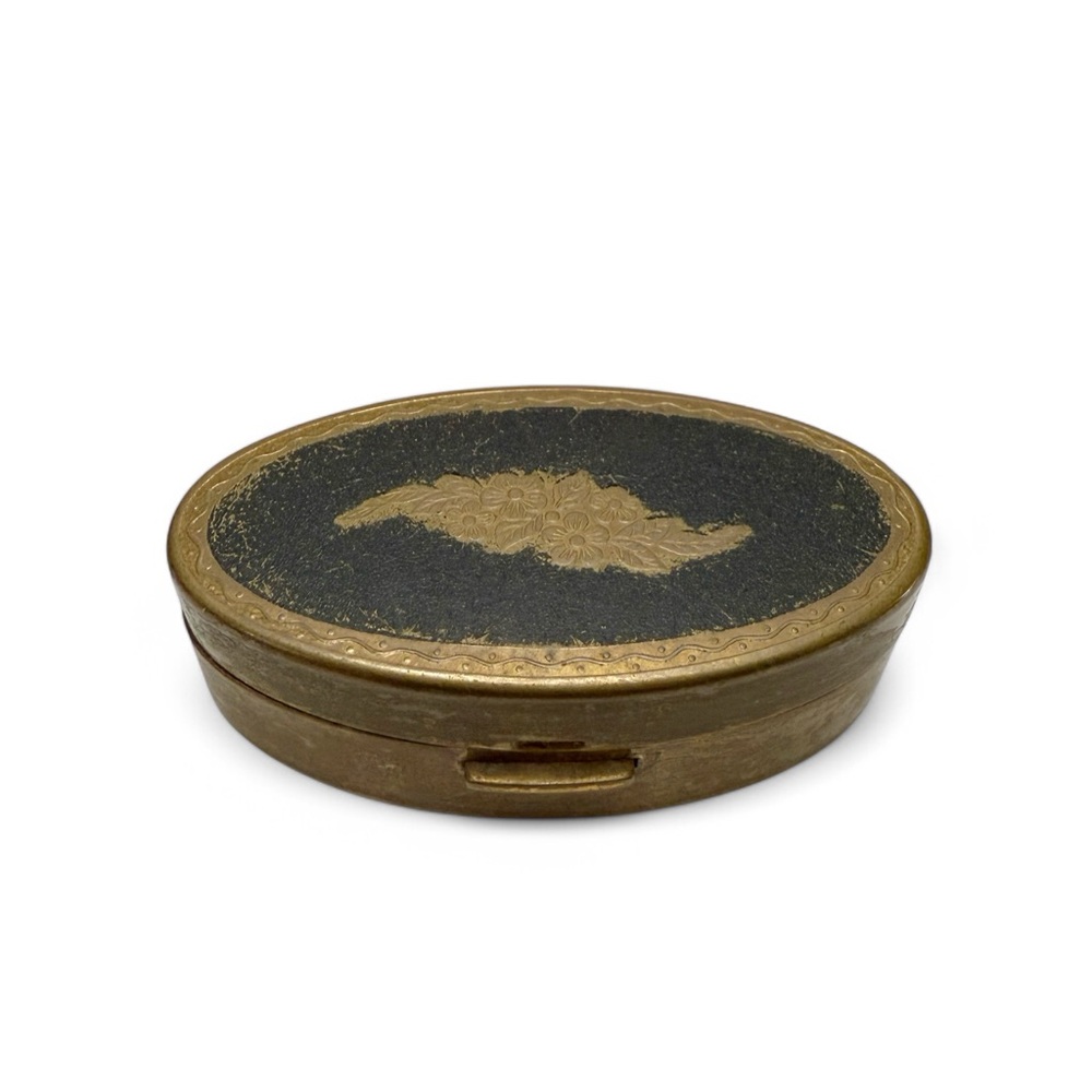Vintage Max Factor Floral Lipstick Holder Mirror Compact